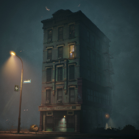 Foggy building