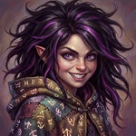 Mordelia - delighted mischief, eyes sparkling