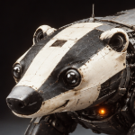Weathered retro robot badger 1-150
