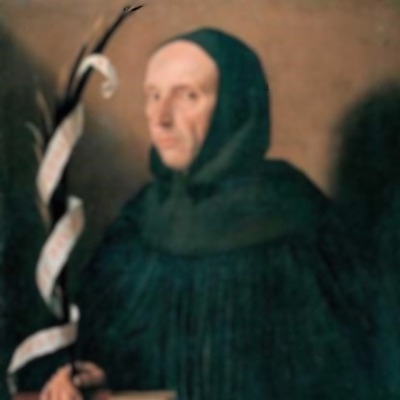 blurred cropped square Fantasy portrait of Girolamo Savonarola by Moretto da Brescia, c. 1524.