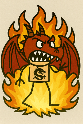 Lung on fire with wings