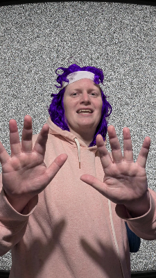 Purple Hair & TV Static Background